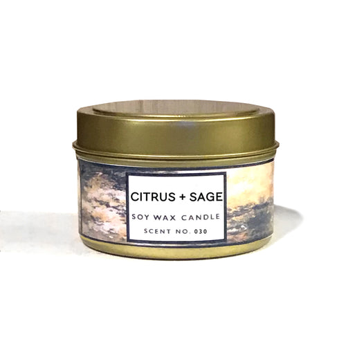 Citrus + Sage Soy Wax Candle Indigo Poseidon