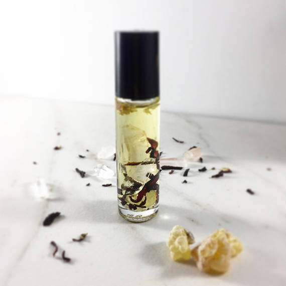 Essential Oil Blend with Crystals Frankincense White Smokey