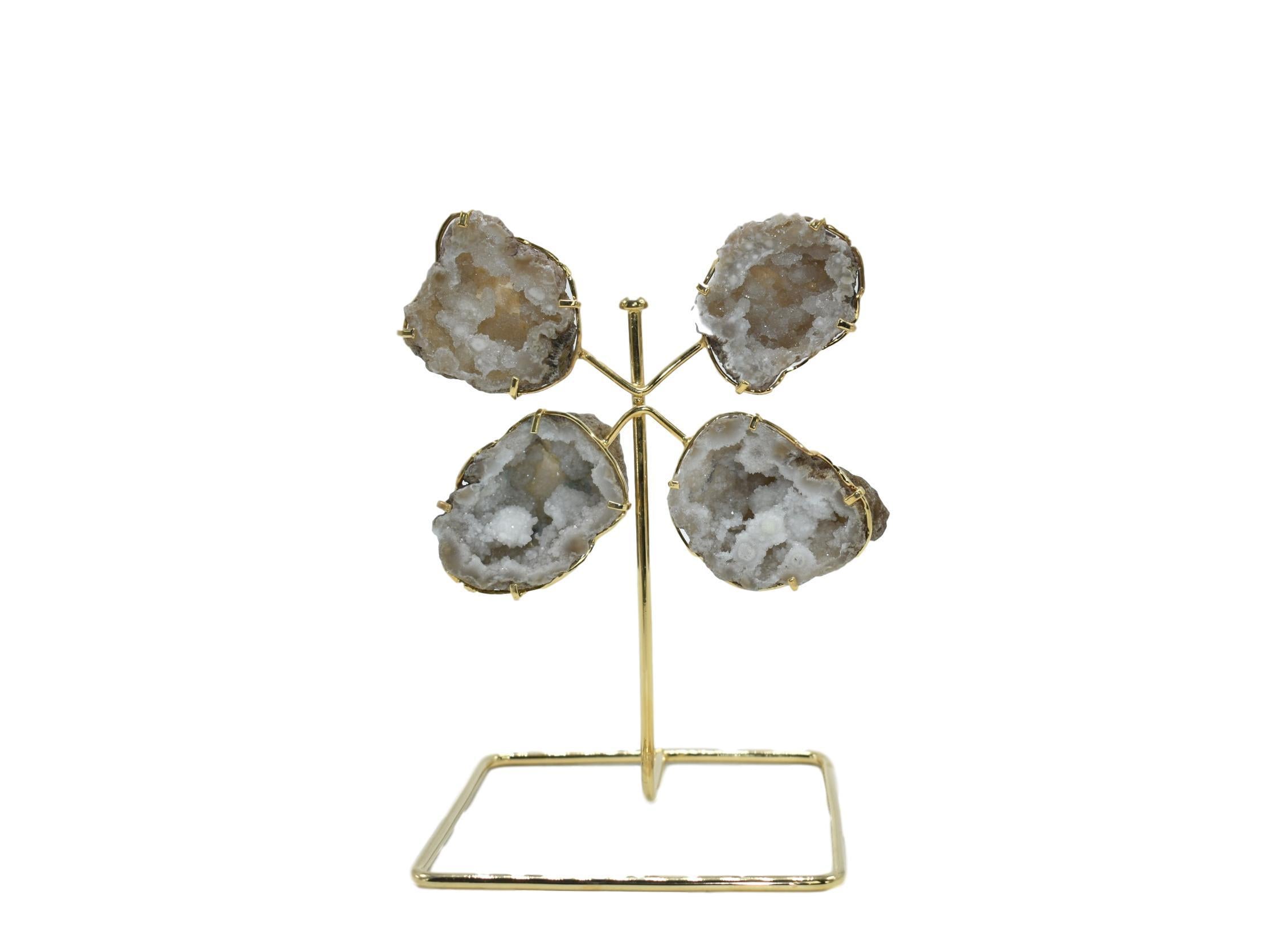 Quartz Geode From Morocco on Wire Stand