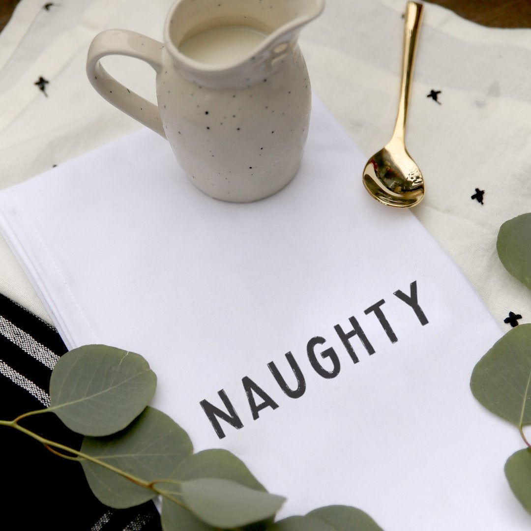 Naughty and Nice Christmas Kitchen Tea Towel, 2-Pack