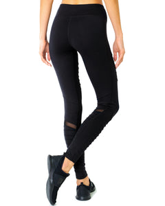 Athletique Low-Waisted Ribbed Leggings With Hidden Pocket and Mesh Lazurite