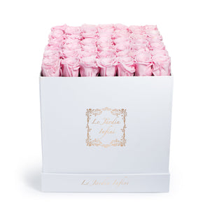 Soft Pink Preserved Roses - Large Square White Box