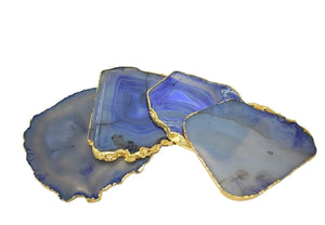 Gnarled Agate Coasters with Gold Trim, Set of 4