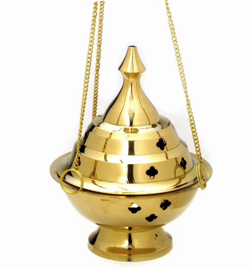 Hanging Brass Incense Burner 5" Alabaster
