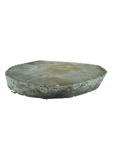Agate Thick Decorative Platter with Silver Trim Green Ares