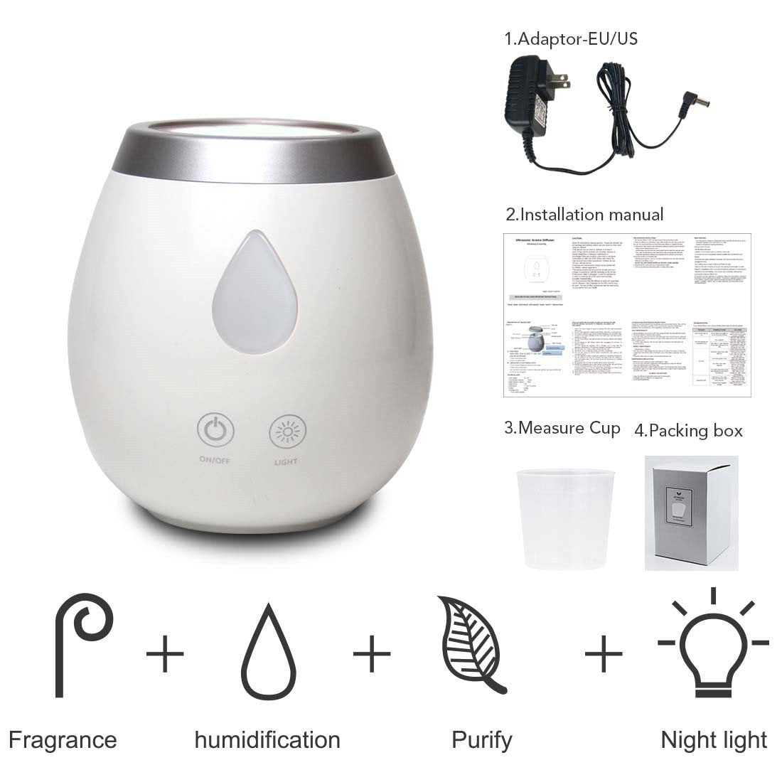 7 LED Color Ultrosonic Aroma Diffuser  With Touch Button Tan Cress