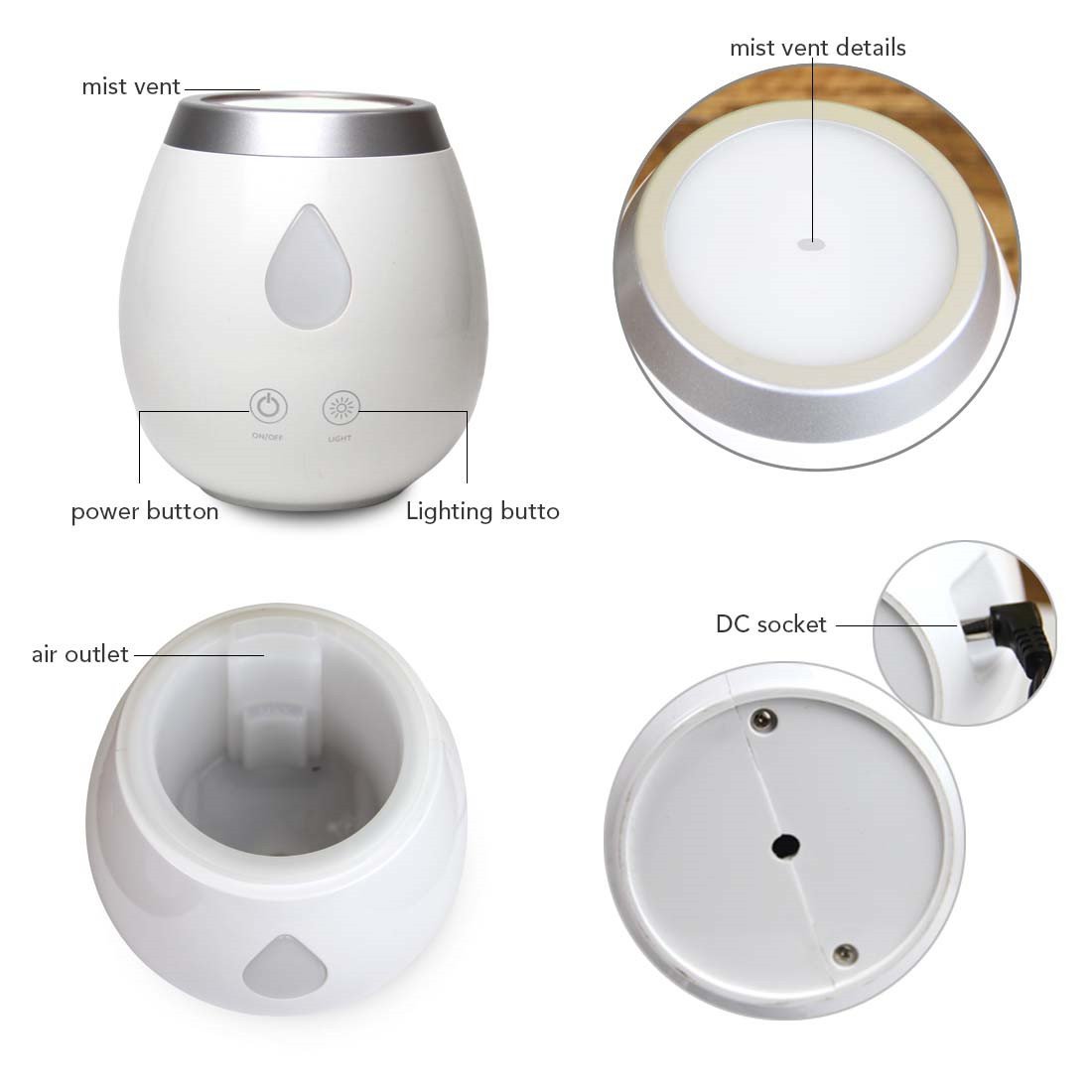 7 LED Color Ultrosonic Aroma Diffuser  With Touch Button Tan Cress