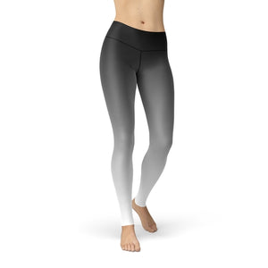 black and white jeam ombre active wear leggings. 