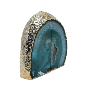 Agate Bookend Gold Electroplated Premium Quality Green Ares