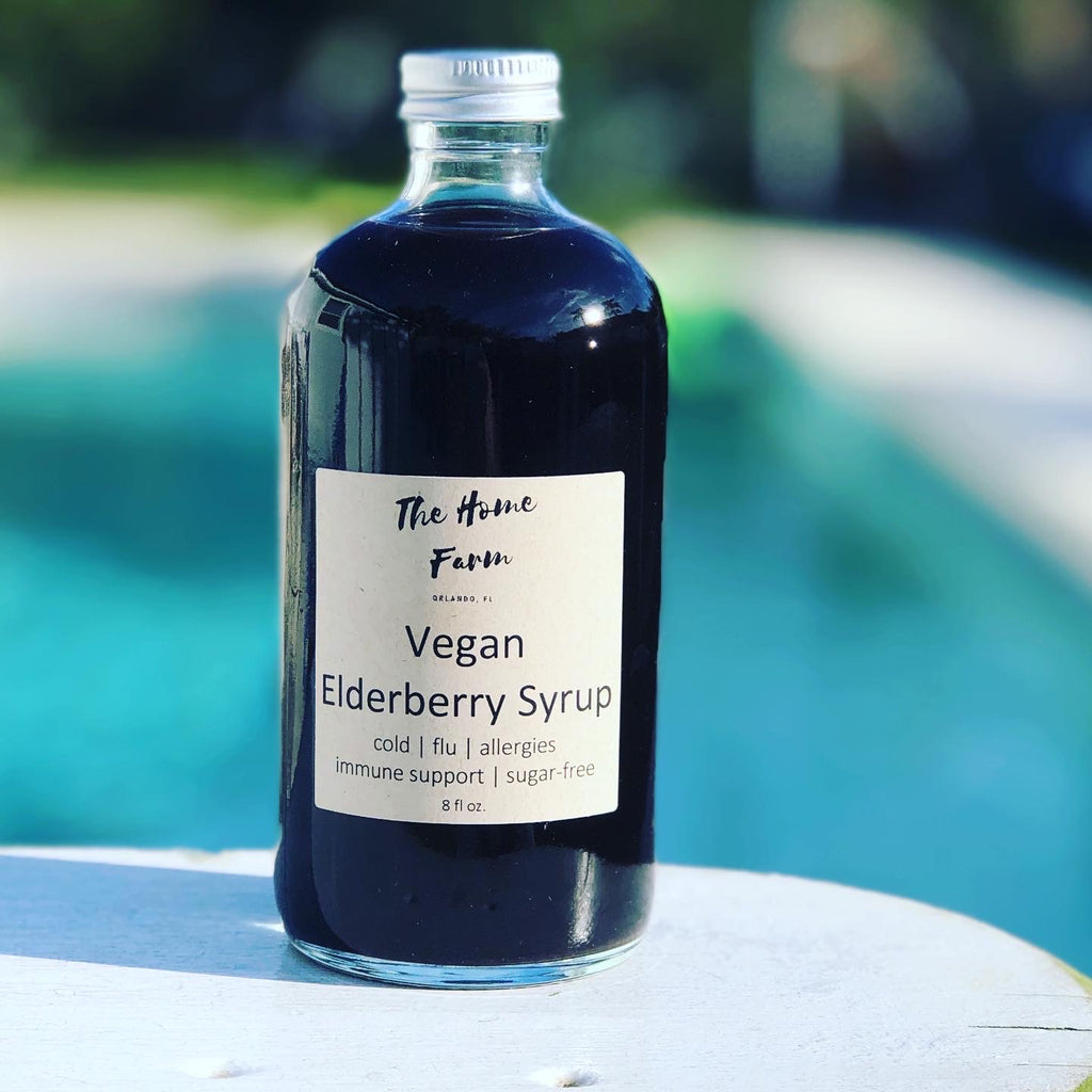 all natural vegan elderberry syrup for cold flu immune support and allergies.