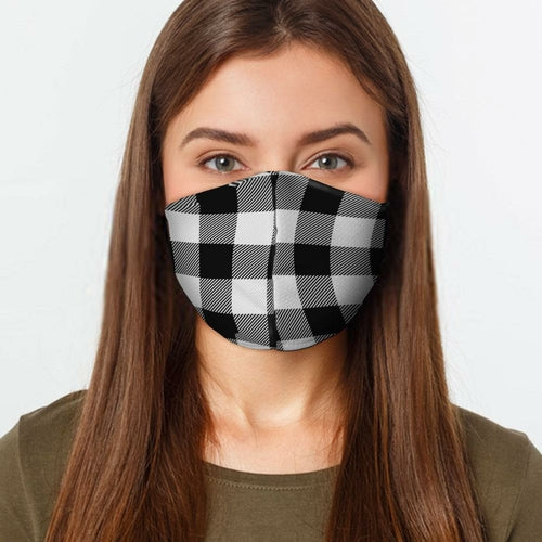 Black and White Plaid Face Cover