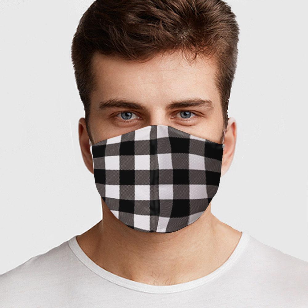 Black and White Plaid Face Cover