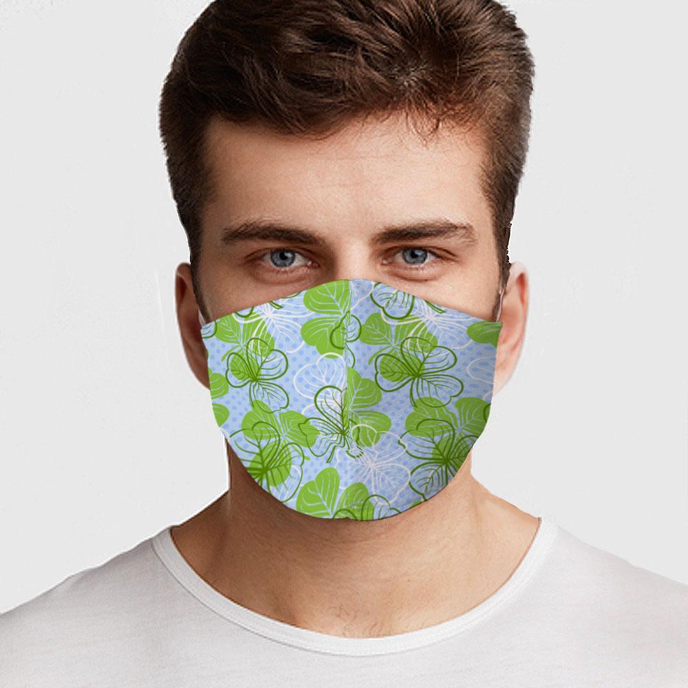 Green Clovers Face Cover