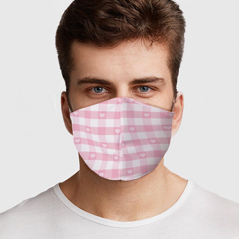 Pink Checkered Face Cover