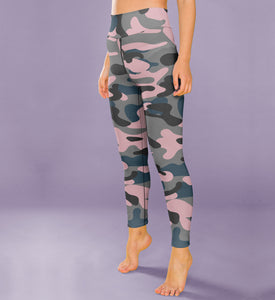 mauve camo leggings that is athlesiure wear. work out in mauve camo leggings or lounge in mauve camo leggings. 
