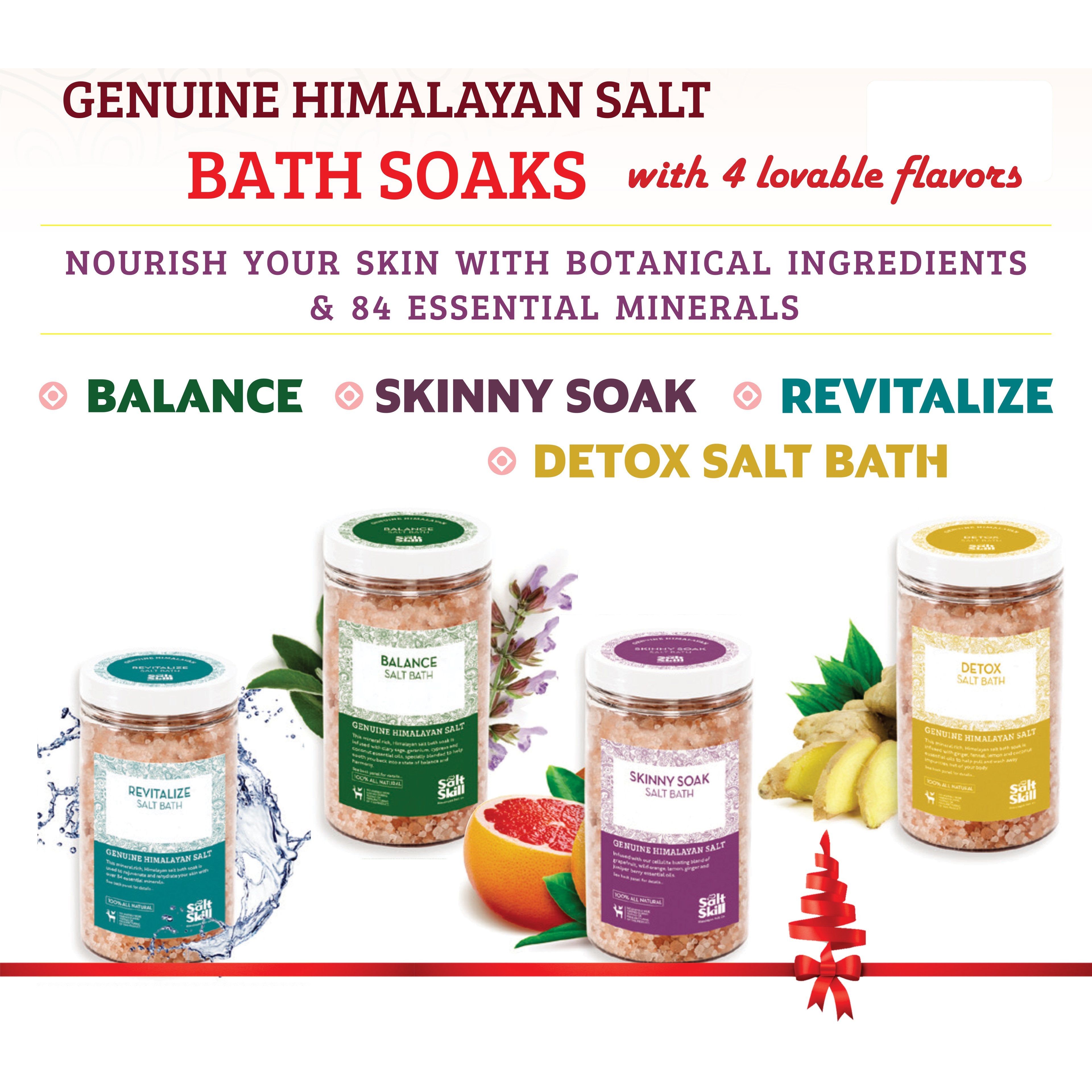 Salt Skill - Natural Himalayan Soaking Bath Salts Detox 32 OZ