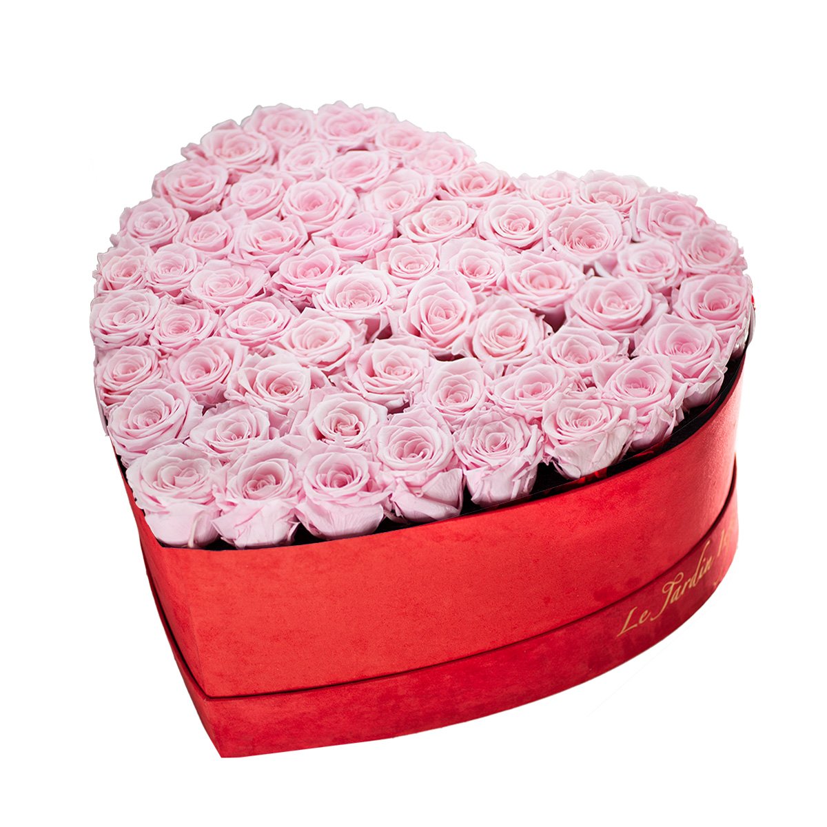 55-65 Soft Pink Preserved Roses in A Heart Shaped Box - Medium Heart