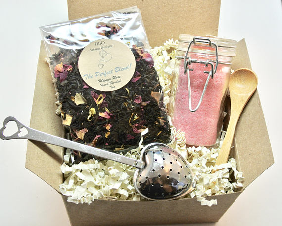 Rose Tea and Sugar Gift Set, Mango Rose Tea, Rose Umbriel