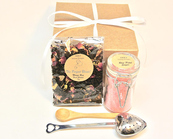 Rose Tea and Sugar Gift Set, Mango Rose Tea, Rose Umbriel