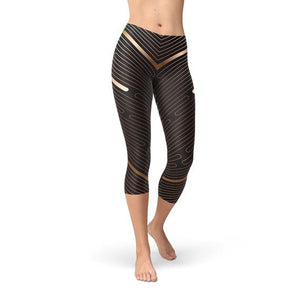 Athletic Works Womens Black Geometric Polyester Cropped Leggings
