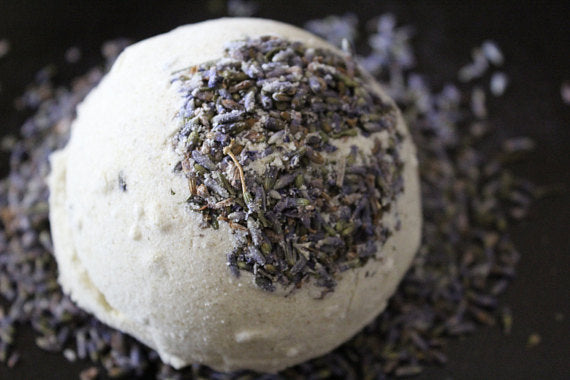 Organic Bath Bomb Calm Bomb- TWO SIZES lavender White Smokey