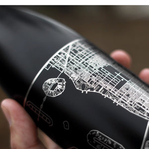 Kalamazoo - Michigan Map Insulated Bottle in Matte Black