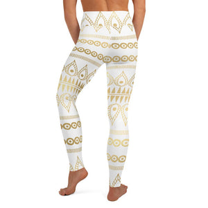 Bohemian Gold White High Waist Yoga Leggings Lavender Millie