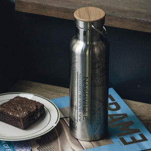 Nashville - Tennessee Map Bottle with Bamboo Top in Matte Black