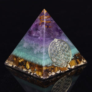 Healing Crystal Gold Wire Orgone Pyramid Stone Figurine Energy Yellow Angel
