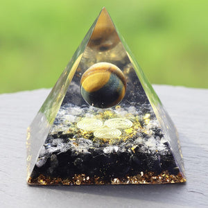 Orgone Energy Converter Orgonite Pyramid Obsidian Soothe The Soul Yellow Angel