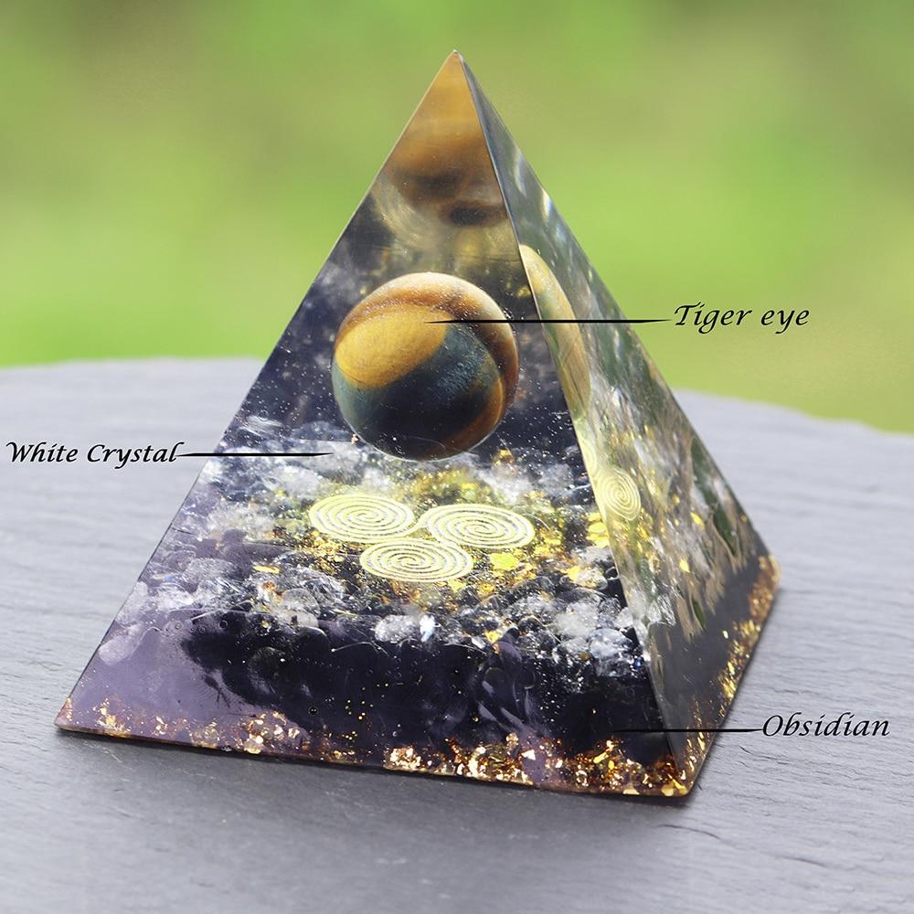 Orgone Energy Converter Orgonite Pyramid Obsidian Soothe The Soul Yellow Angel