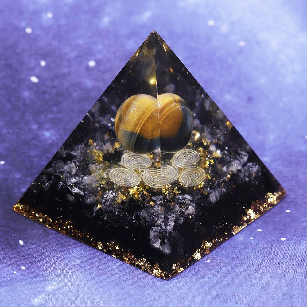 Orgone Energy Converter Orgonite Pyramid Obsidian Soothe The Soul Yellow Angel
