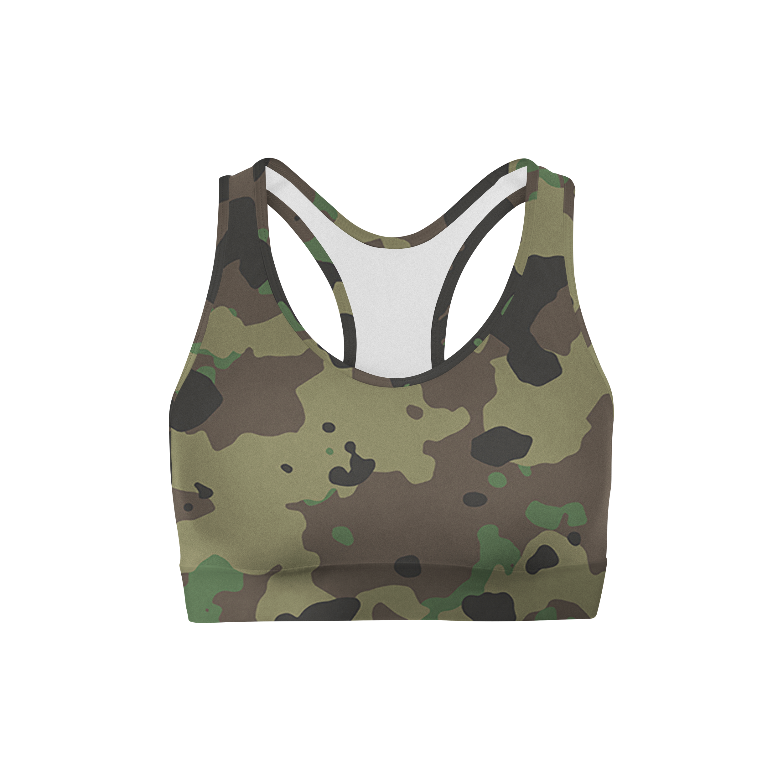 Dark Green Camo Sports Bra