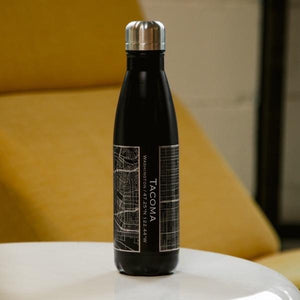 Tacoma - Washington Map Insulated Bottle in Matte Black