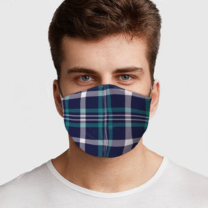 Navy Teal Plaid Face Cover